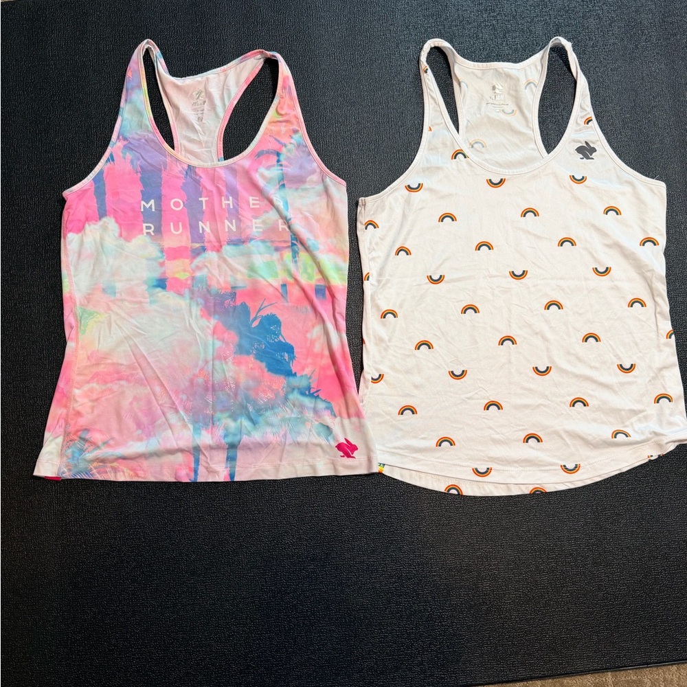 Mother Runner Tie-Dye Racerback Tank Top - Pink Multi